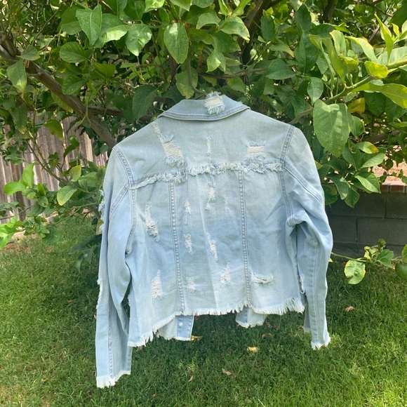 light denim ripped jean jacket - Picture 2 of 2